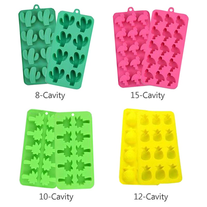 KRLIFCSL Candy Molds Ice Cube Trays Chocolate Molds, Silicone Molds Including Cactus, Flamingo, Coconut Tree & Pineapple for Making Ice, Jelly, Chocolate, Soap, Pack of 4 with 2 Droppers. (Multicolor) - Image 3